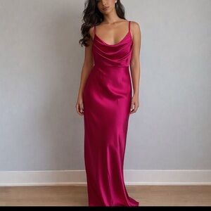 Reverly Skye Hot Pink Satin Gown